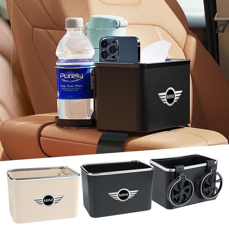 Auto-Armlehnen-Aufbewahrungsbox mit 2 klappbaren Getränkehaltern für Mini Cooper JCW Works Hatch F54 F55 F56 F57 F60 R50 R52 R53 R55 R56 R57