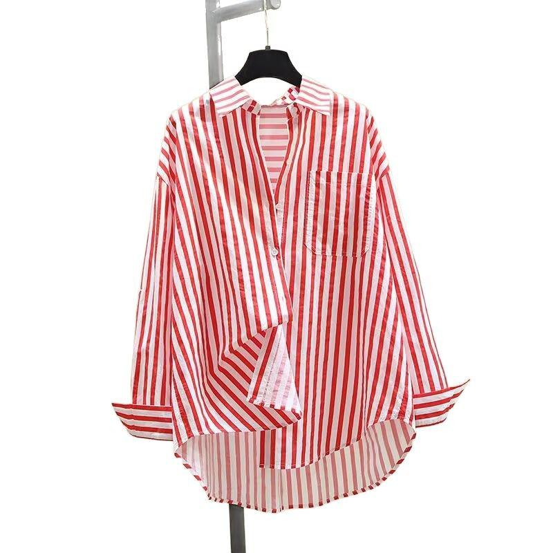 Women's Striped Long-Sleeve Cardigan Shirt: 2025 Spring Fashion, Versatile & Loose-Fit