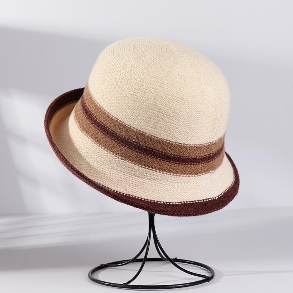 

Вязаная зимняя шапка Шерстяная формальная шляпа Повседневная шляпа-ведро для женщин белый