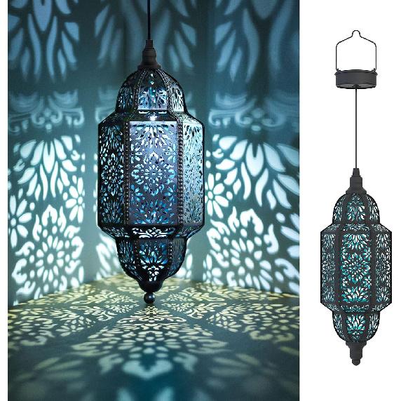 Twinkya Hanging Solar Lights Outdoor Garden Decorative Solar Lantern Waterproof Metal Moroccan Outdoor Decorations for Patio Pathway Yard Porch