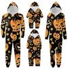 Halloween-printet Familie-matchende Hettegenser med Langermer og Glidelås Hettegenser Jumpsuit Sett
