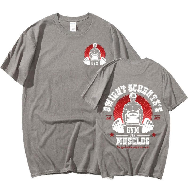 Dwight Schrute Gym for Muscles Oboustranné tričko TV seriál The Office Michael Scott Trička s krátkým rukávem Muži Bavlněné tričko