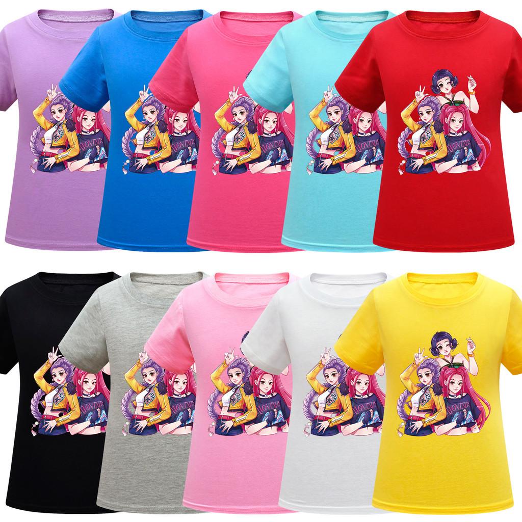 Kids Girls Anime Cartoon K-POP Rumi Zoey Mira Printed Casual Short Sleeves T-Shirt Top