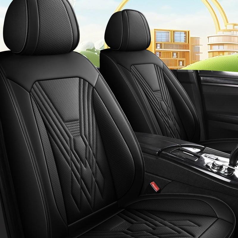 Universal Full Leather Car Seat Covers for All Seasons - Five Seats, Full Coverage with Backrest Cushion
