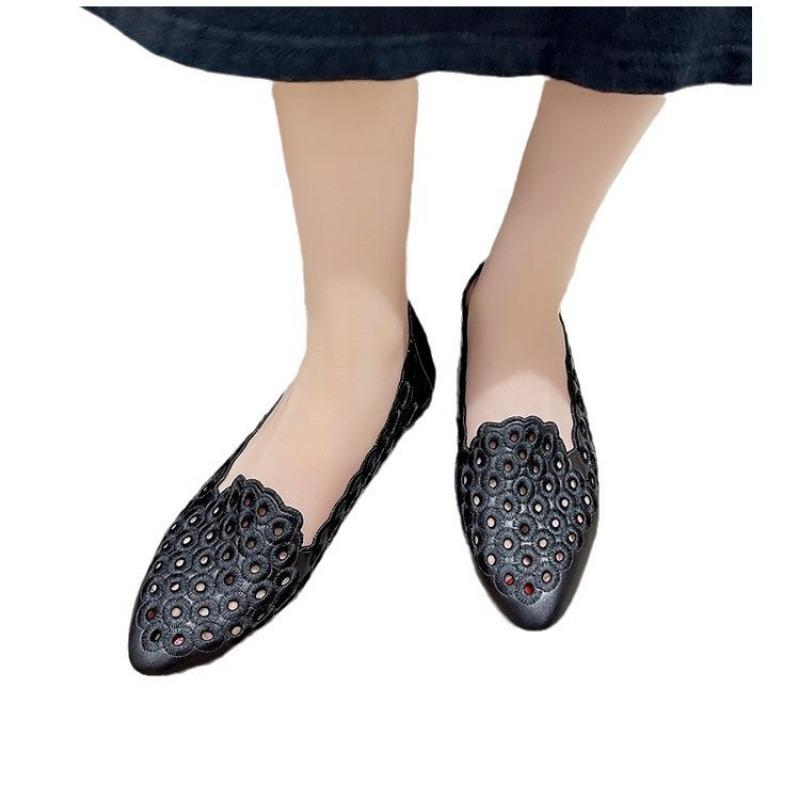 Retro Hollow Pointed Head Low Heel Fashion Casual One Foot Stirrups