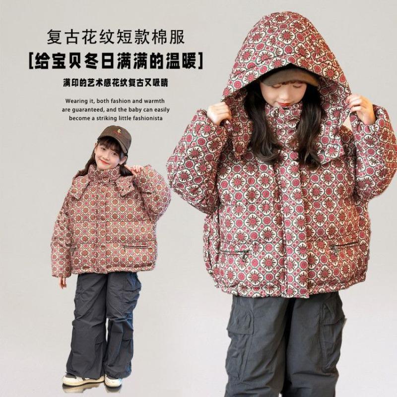 Vestiti spessi in cotone per bambine autunno e inverno caldi per bambini con fiori cappotto in cotone per neonati
