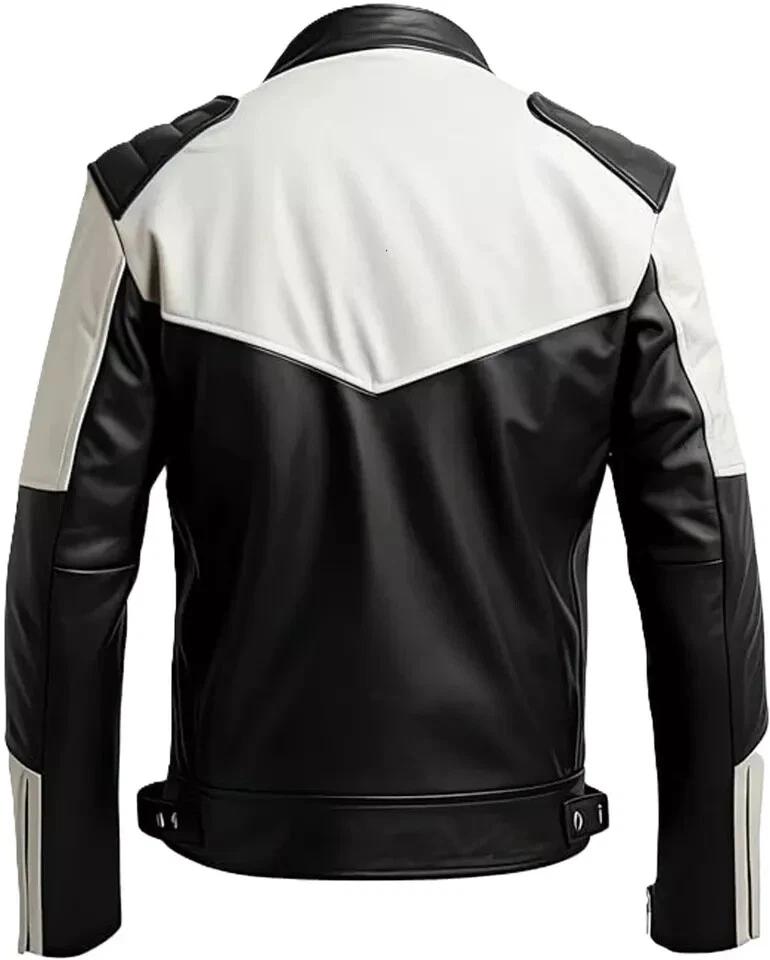 White Men's Stylish Lambskin Leather Zipper Handmade Genuine Biker Jacket Motorcycle
