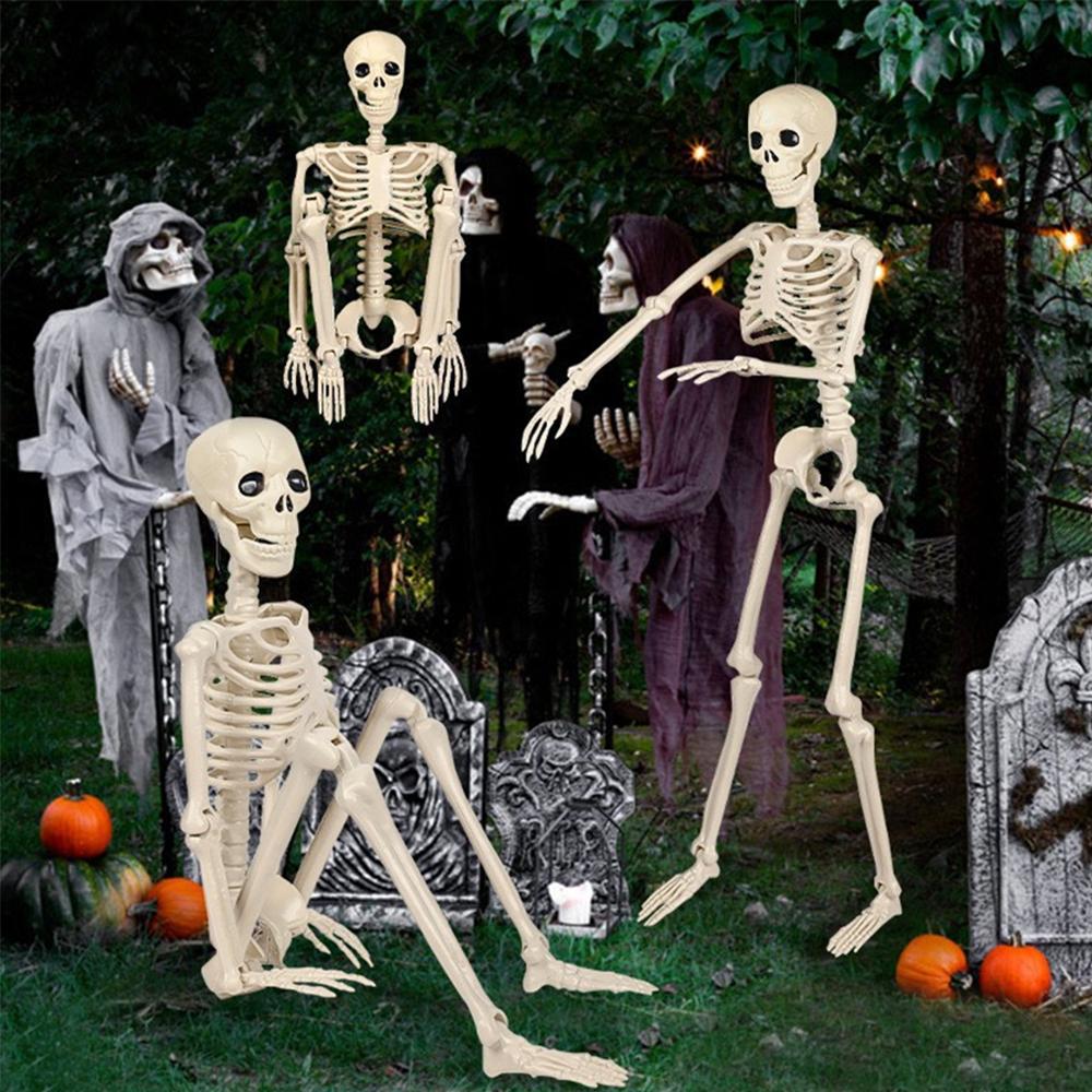 1pc Halloween Spooky Movable Joints Human Skeleton Decoration for Halloween Party Outdoor Indoor DIY Skeleton Decoration Props