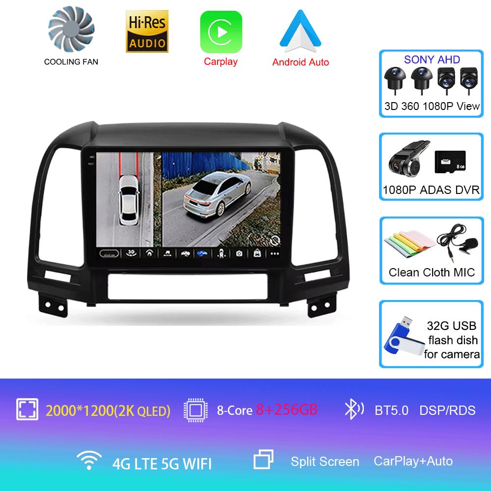 Car Radio Android 14 For Hyundai Santa Fe 2 2006 - 2012 Navigation GPS Multimedia Video Player Stereo wireless Carplay Wifi+4G