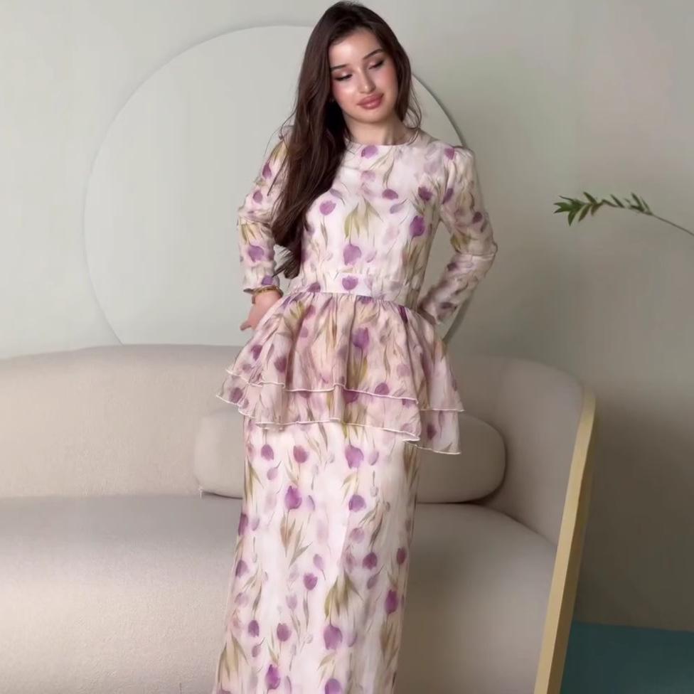 European & American Floral Cinched Waist Summer Dress with Camisole