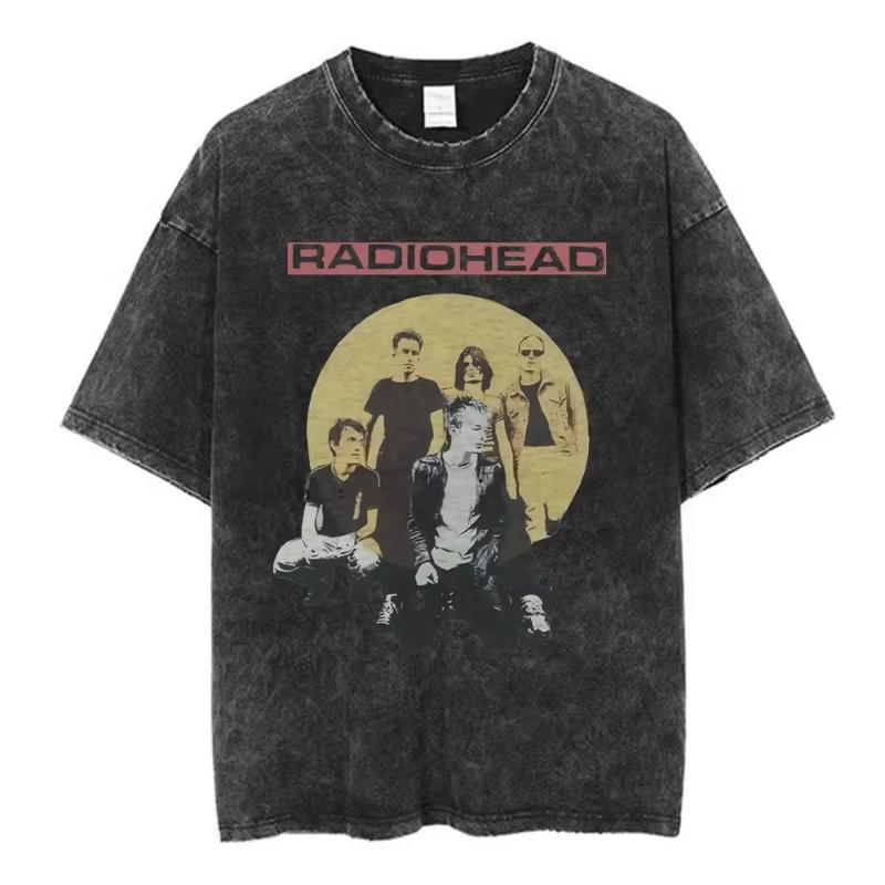 Rock Band Radiohead The Bends Vintage Washed T-shirt Men Women Fashion Hip Hop T Shirts Casual T-shirts