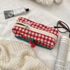 Knitted Plaid Student Stationery Pencil Case Multifunctional Storage Cosmetic Bag Portable Stationery Box