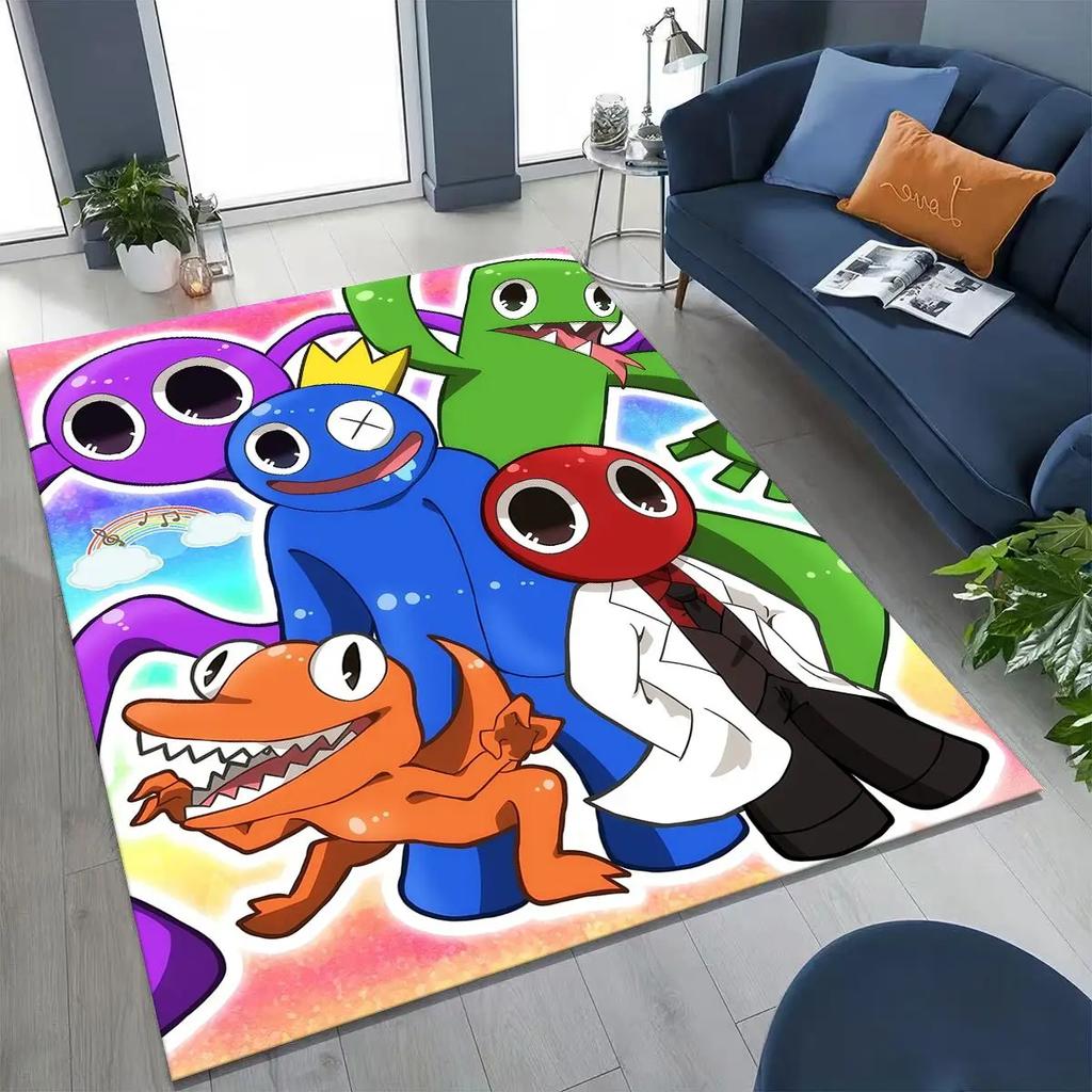 Game 3D R-Rainbow F-Friends Cartoon Art Rug for Bedroom Living Room Sofa Home Doormat Decor,Large Kid Play Non-slip Floor Mat