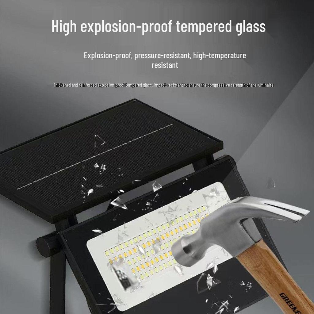 Foldable Solar LED Floodlight with Remote, Motion Sensor, and Outdoor Wall Mount for Garden Lighting