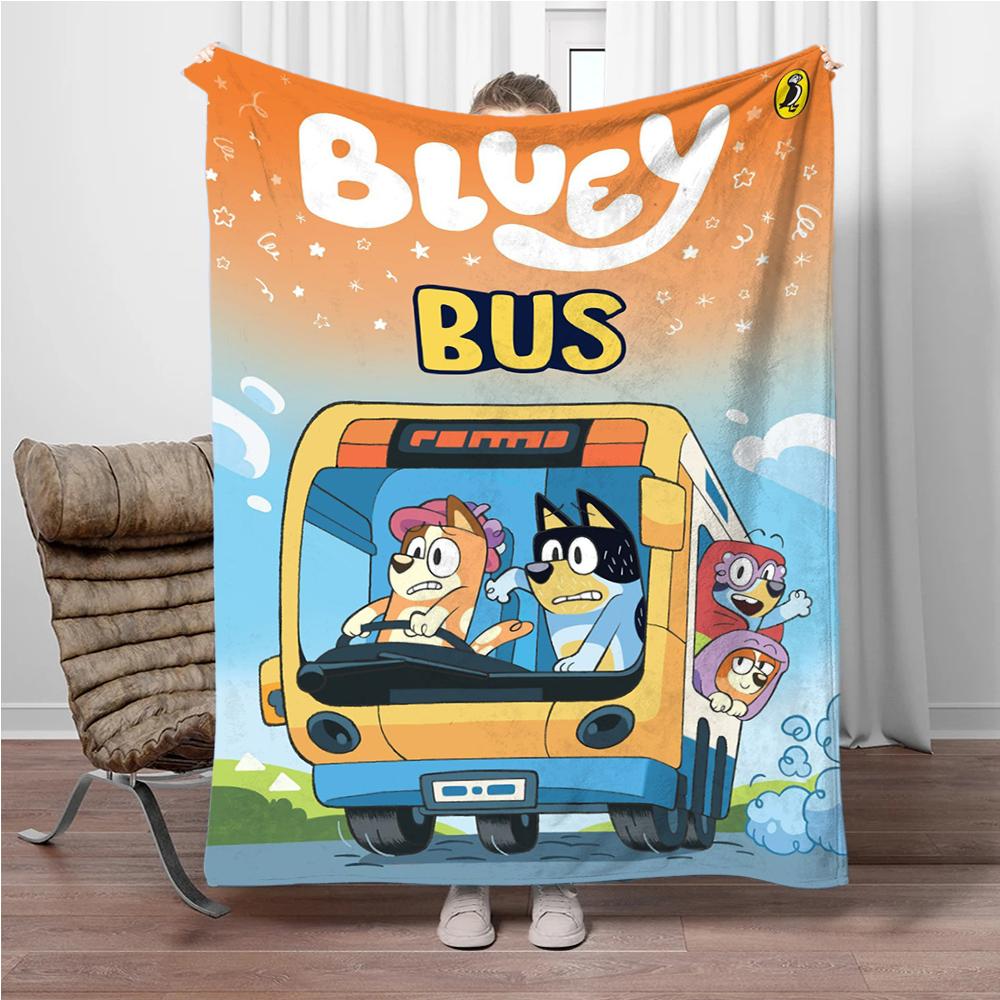 MINISO Disney-Bluey Cartoon Decke Flauschiger Flanell Kinder und Erwachsene Sofa Plüsch Tagesdecke Überwurf Mittagsdecke für Sofa Bett Geschenk