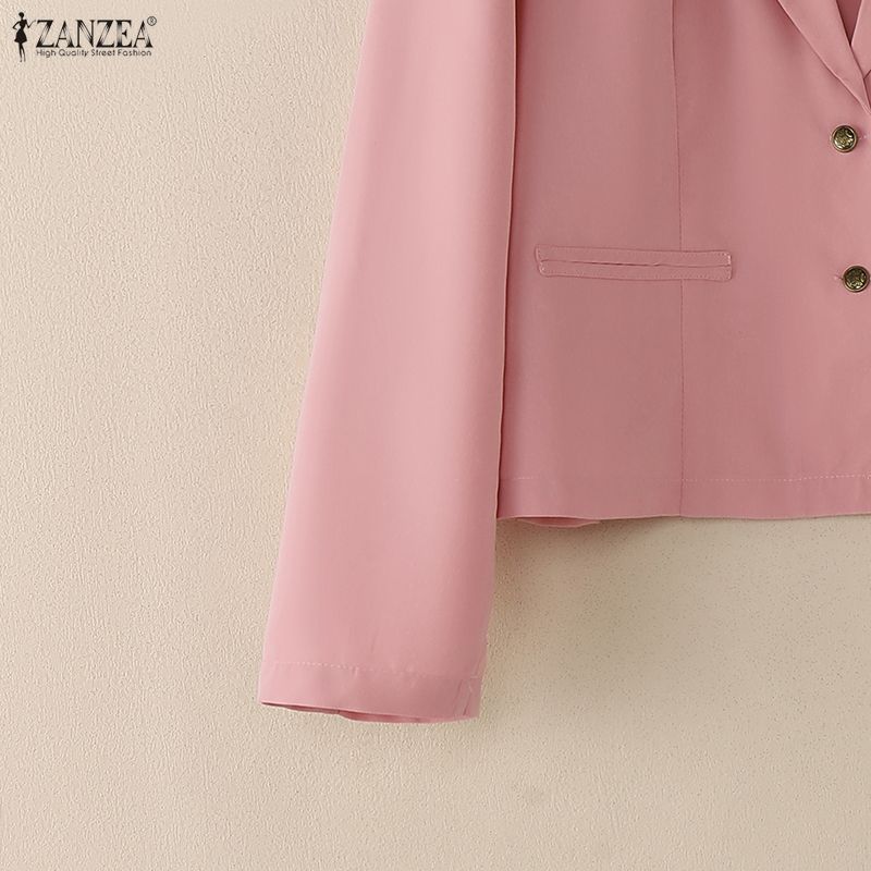 ZANZEA Blazer cardigan subțire cu mânecă lungă cu guler răsturnat pentru femei