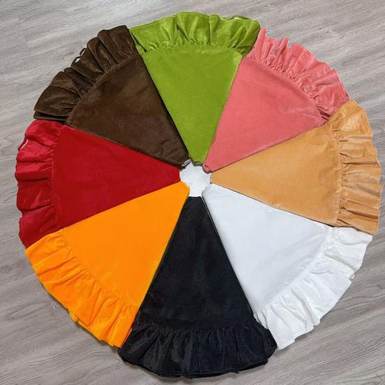 Velvet Christmas Tree Skirt 48 Inch Ruffled Holiday Tree Skirt Rustic Xmas Tree Decoration Soft Festive Tree Apron for Cozy Celebrations