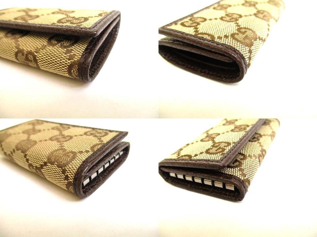 Autentické GUCCI GG hnědé plátno a kůže na klíče 6 obrázků #a006 renovované