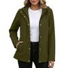 Wasserdichte Winddichte Kapuzenjacke für Damen mit durchgehendem Reißverschluss, Leichter atmungsaktiver Outdoor-Regenmantel, Shell mit verstellbarer Kapuze und Taschen