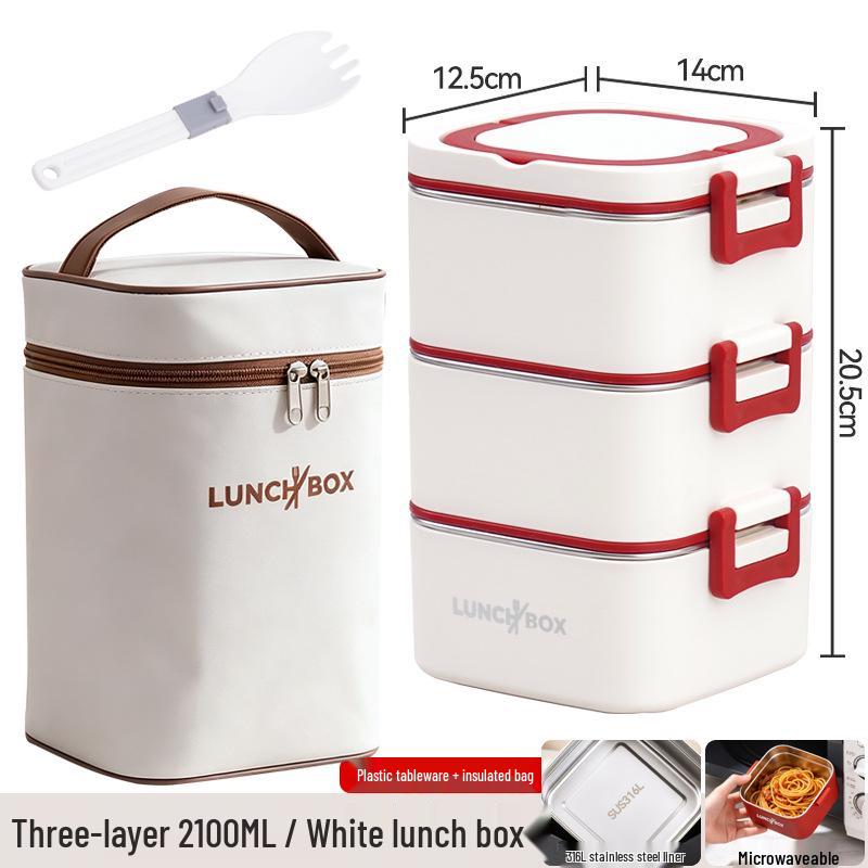 316 Stainless Steel Insulated Bento Lunch Box, Microwaveable Meal Container for Office Workers