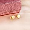 1 Pair Korean Women's Simple Earring Gold Color Stainless Steel Geometric Round Charm Pendent Stud Earrings For Women Jewelry