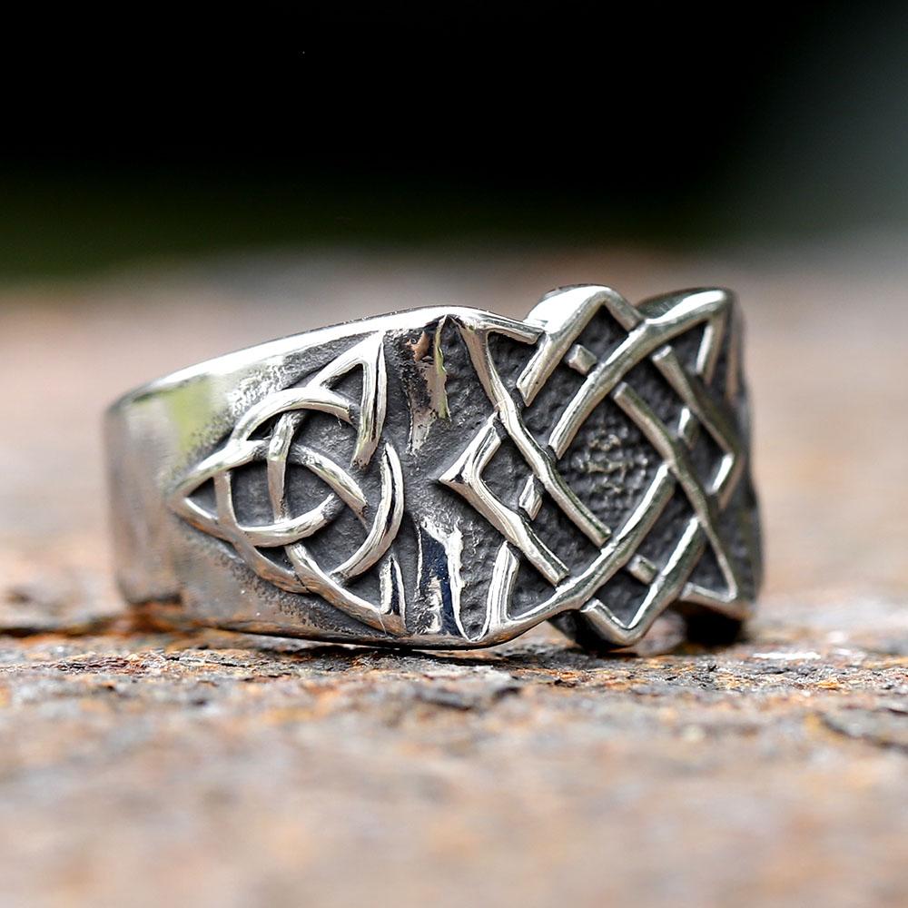 New 316L Stainless Steel Viking Slavic Russia Savarog Amulet Celtic Knot Ring For Men