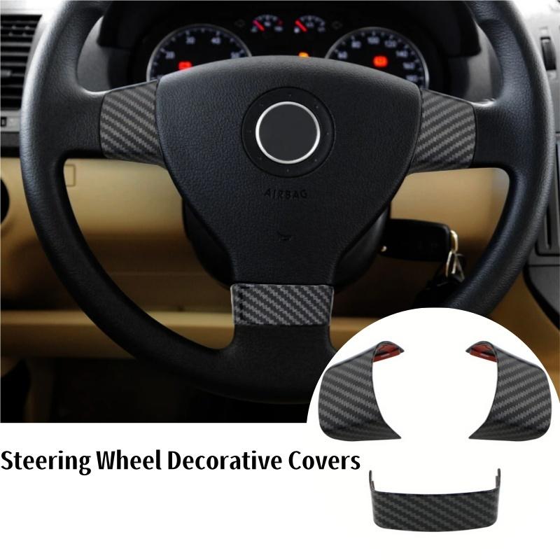 3pcs Steering Wheel Decorative Covers Set ABS Resin Steering Wheel Protection Covers For Volkswagen Golf 5 MK5, Passat B6
