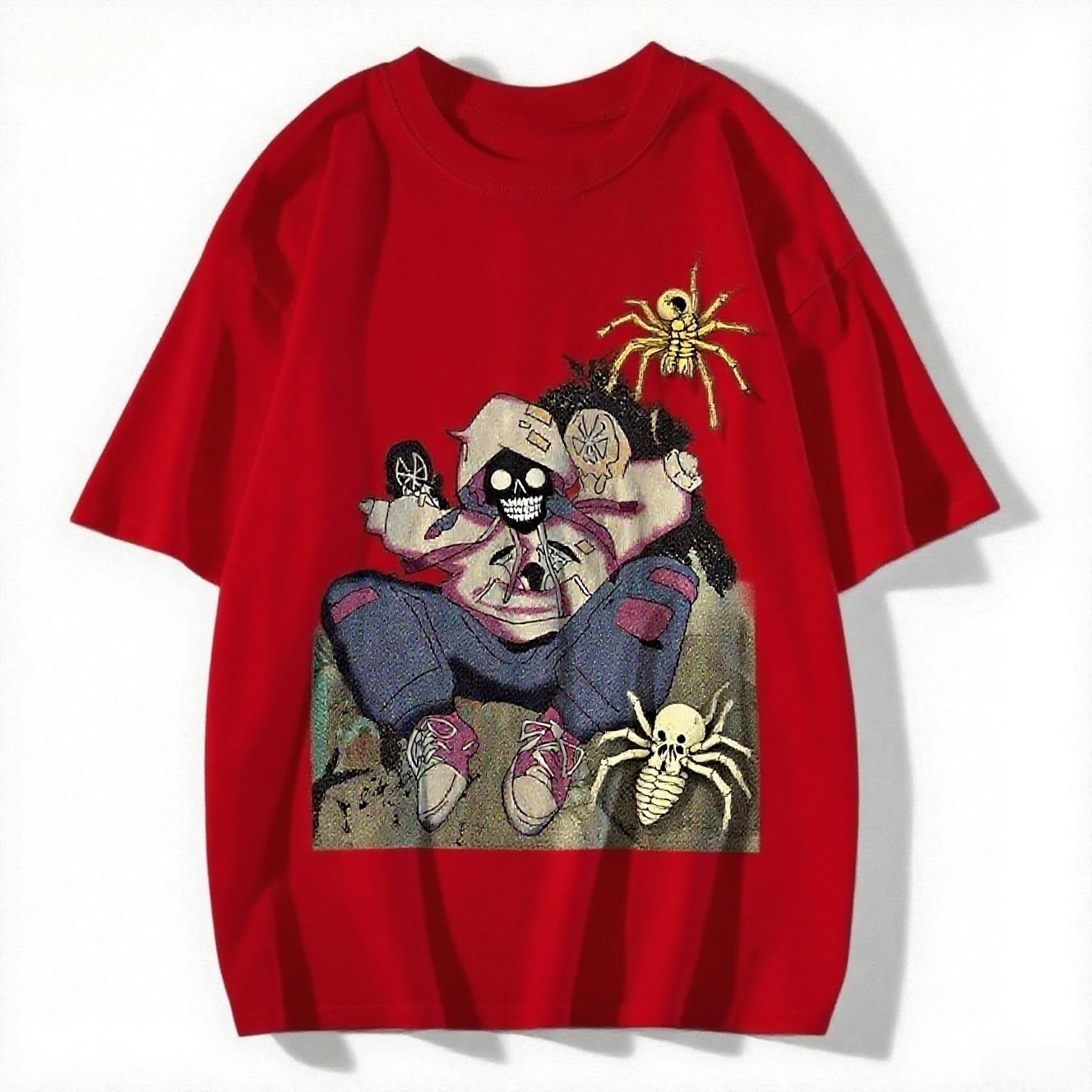 

2025 American Devil Style Printed Short-sleeved Summer Casual Fashion Top Crew Neck Cotton Cool Breathable T-shirt S