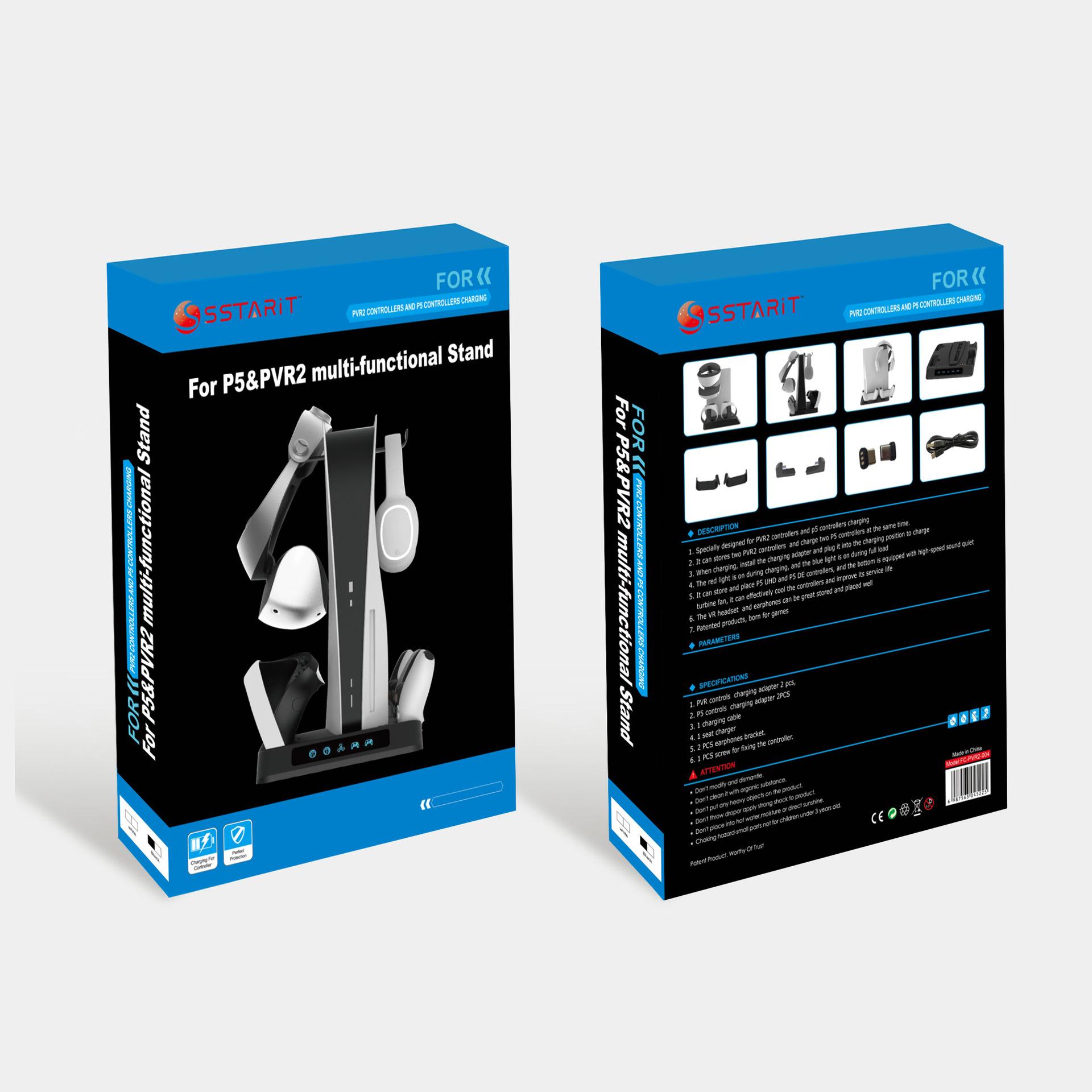 

Зарядная станция контроллера для PSVR2 PS5 с охлаждающей подставкой, многофункциональная зарядная док-станция для быстрой зарядки для аксессуаров PSVR2