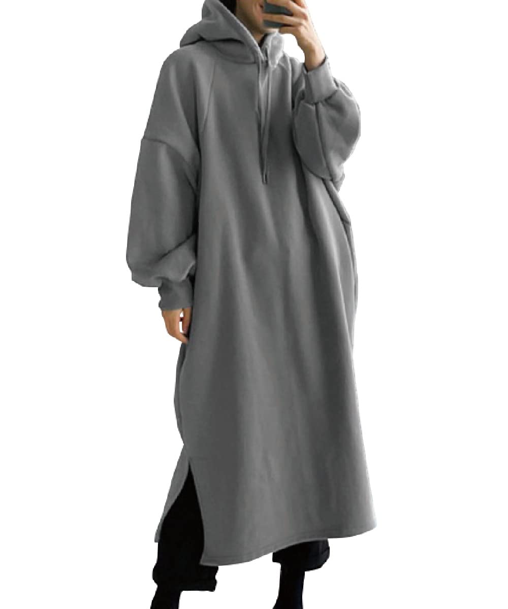 

three Joy Women s Long Dress, Hoodie, Plus Size, Long, Loungewear, Casual, Gray, XL
