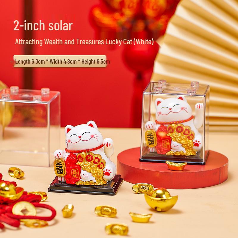 Solar Powered Waving Lucky Cat - Automatic Fortune Cat for Home, Desktop, or Car Decoration