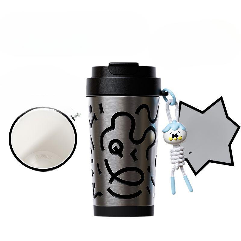 High Appearance Level Thermos Cup Girls Double Drink Coffee Cup Ceramic Inner Liner Stainless Steel Cup Straw Cup Water Cup