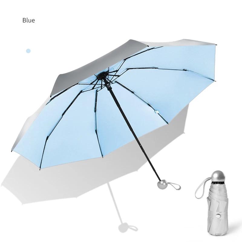 8 Rippen Taschen-Mini-Regenschirm Anti-UV Paraguas Sonnenschirm Regen Winddicht Leicht Klappbar Tragbare Regenschirme für Damen Herren Kinder