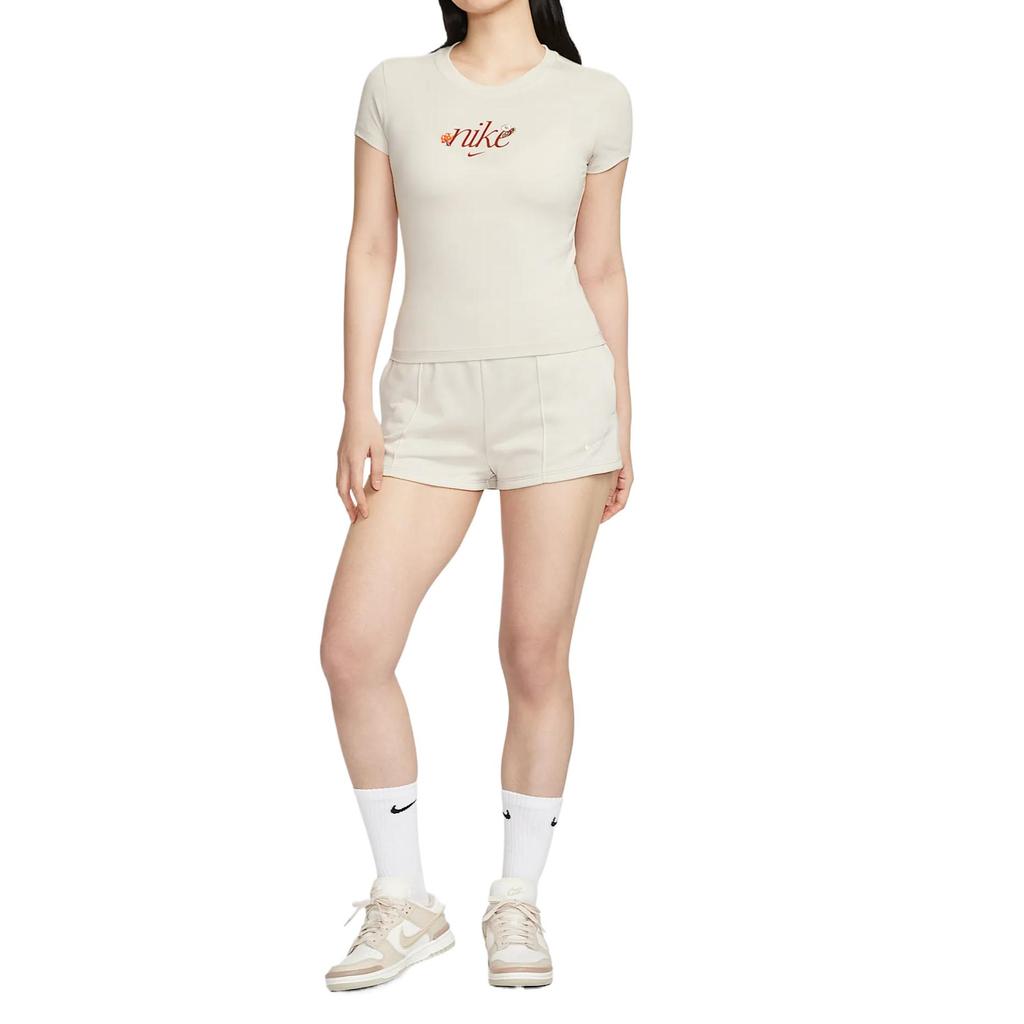Nike Sportswear Chill Knit Simple Fashion Breathable Versatile Classic Short Sleeve Regular T-Shirt Women Tops Light-Taupe HF9723104