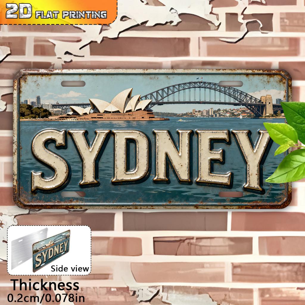 Vintage Distressed City Coordinate Year Slogan License Plate Metal Tin Sign Retro Wall Decor For Bar Cafe Home Garden