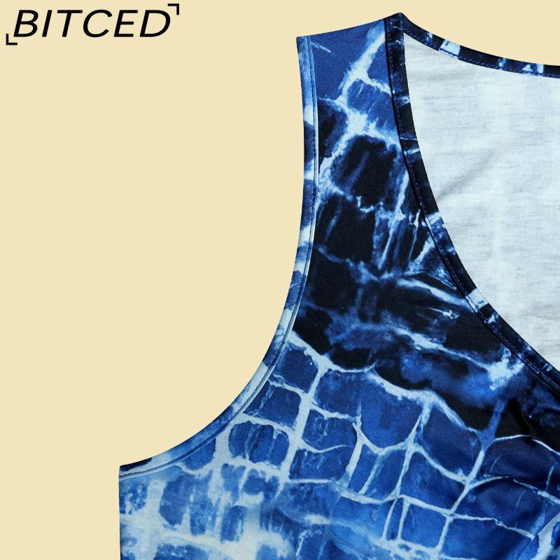 BITCED Women's Fashion Print O-Neck Sleeveless Dress
