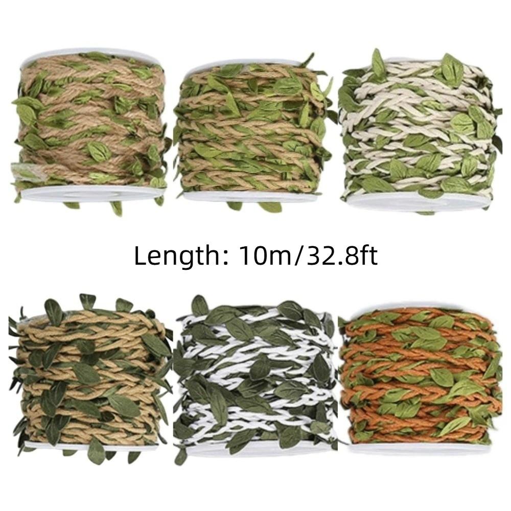 10M/Roll Boho Style Burlap Leaf Ribbon Natural Jute Rope Vine Simulation Vine  Gift Decoration