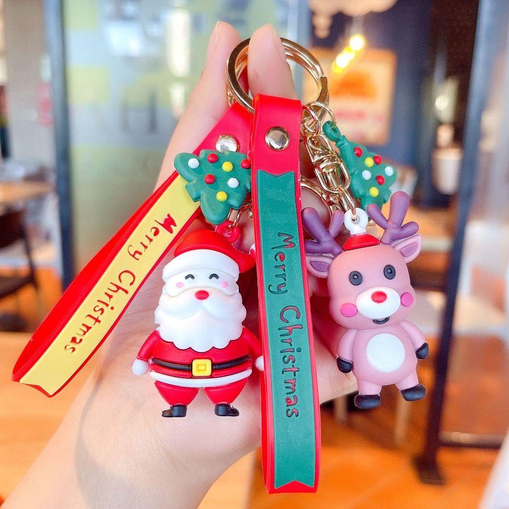 Decoration Small Pendant Santa  Key Fob Christmas Keychain Bag Charm Key Chain Car Key Ring