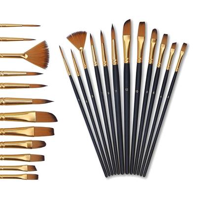 12Pcs/Set Nylon Hair Painting Brush Set Multi-functional Acrylic Materials Oil Painting Brush Short Wood Rod Watercolor Gouache