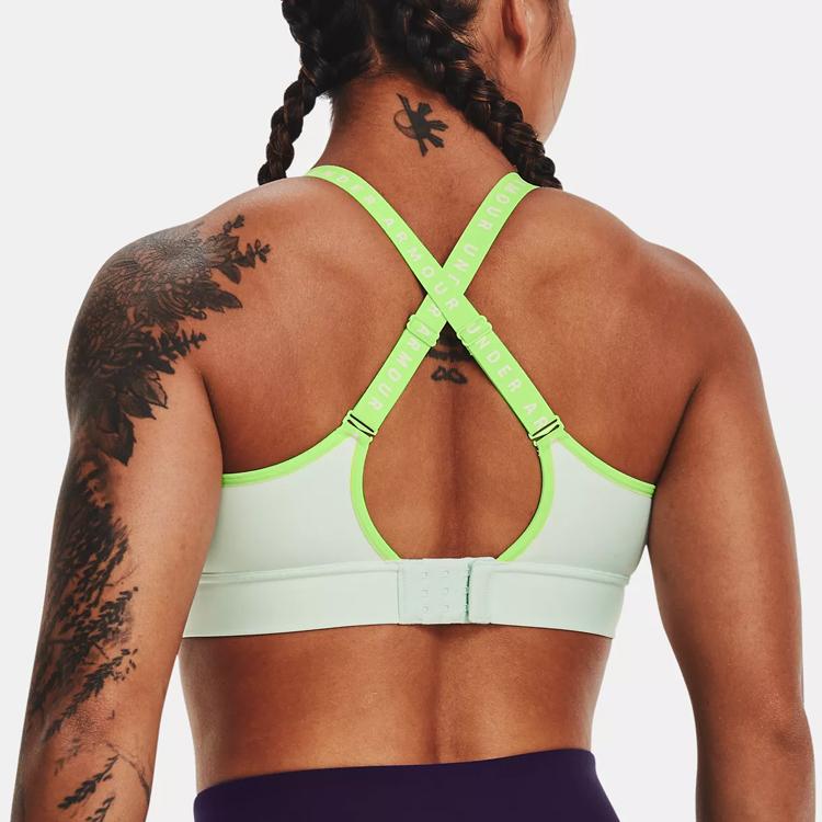 Under Armour Infinity Covered Medium Intensity Training Yoga Sports Bra Light Green Women Underwear 1363353-936