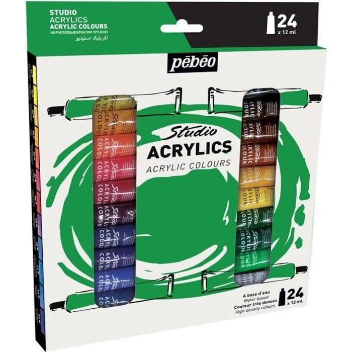 Peinture Acrylique - Pébéo - Studio Acrylics - 24 tubes de 20 ml - Mixte - Adulte