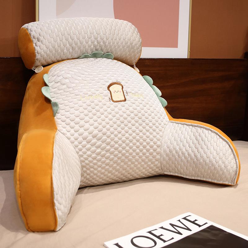 Ice Bean Cartoon Bedside Cushion: Soft Lumbar Support Pillow for Reading and Lounging