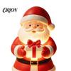 Small Christmas Figures Santa Claus Figurine with Warm LED Light, Glowing Tabletop Night Holiday Resin Ornaments Light Decor, Desktop Ornament