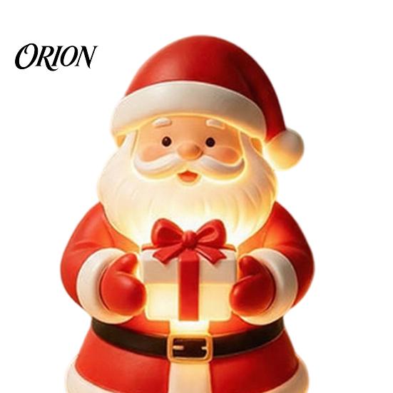 Small Christmas Figures Santa Claus Figurine with Warm LED Light, Glowing Tabletop Night Holiday Resin Ornaments Light Decor, Desktop Ornament