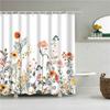 Green Plant Leaf Vines Flowers Shower Curtain Modern Nordic Minimalist Printed Polyster Home Decor Bathroom Curtain with Hooks