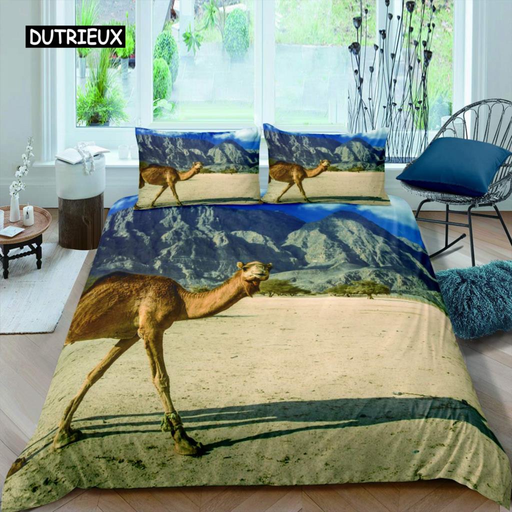 

Комплект постельного белья Camel Duvet Cover Sunset Desert Adventure Tehme Quilt Cover King Size Wildlife Animal Комплект постельного белья для детей и подростков EU single(135x200cm)