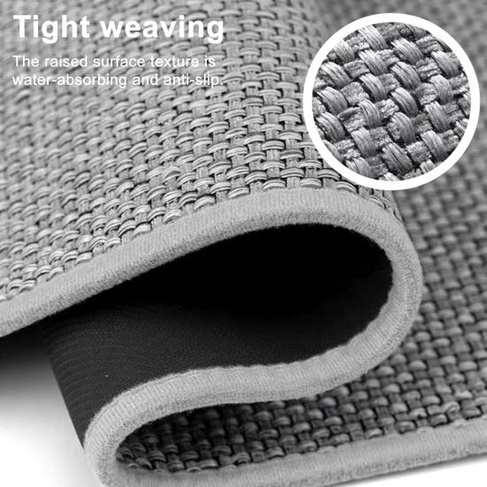 Floor Mat Anti-Slip Design Water Absorbent Quick Drying Bathroom Mat Durable Braided Texture Entryway Rug