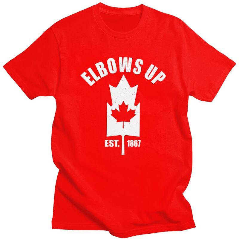 

Custom Elbows Up Canada Maple Canadian Flag T Shirts Men 100 Cotton Tee Tops Tshirts ShortSleeve Fashion Tshirt Clothing S