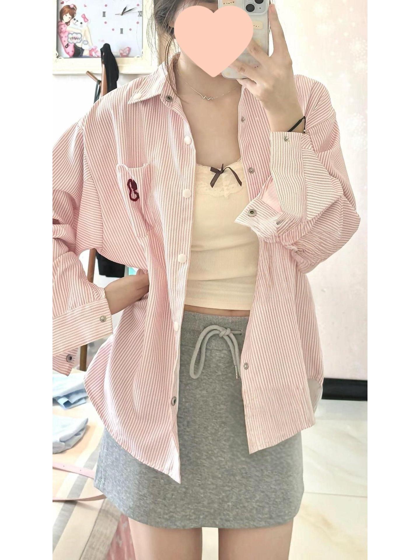 

Design Sense Women s Pink Striped Long-Sleeve Shirt - Spring/Summer 2025 Collection