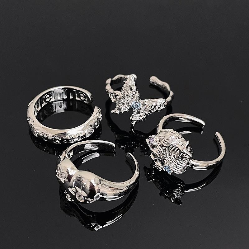 Neues Nischendesign Liebe Stern Schmetterling Öffnungsring Licht Luxus Hoher Sinn Kalter Wind Zirkonring